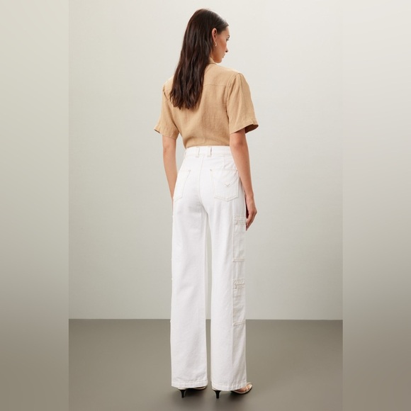 RTR HUDSON High-Rise Welt Pocket Cargo Wide Leg Jean White/Cream Women’s Size 25 - Picture 3 of 9